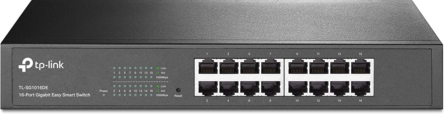 TP-Link 16-Port Desktop Gigabit Easy-Smart Ethernet Switch, Steel Case, 13-inch Rack-Mount(TL-SG1016DE)