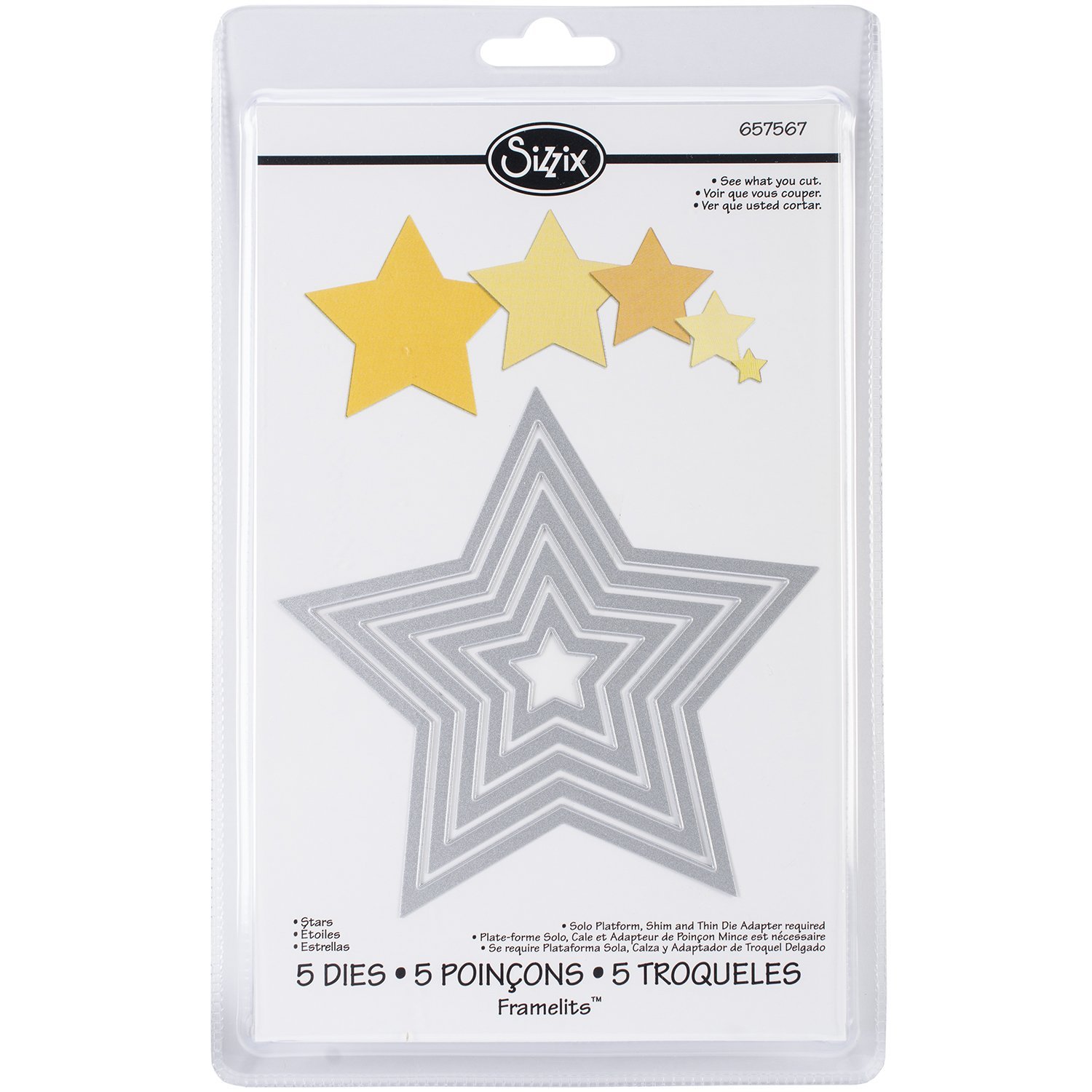 Sizzix Framelits Die Stars, Set of 5, Multi-Colour,11.11cm - Image 2