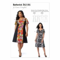 Butterick Patterns 6186, Misses/Women's Dress,Sizes XS(3-4)-S(6-8)-M(10-12)-L(14)-XL(16), XSM-SML-MED-LRG