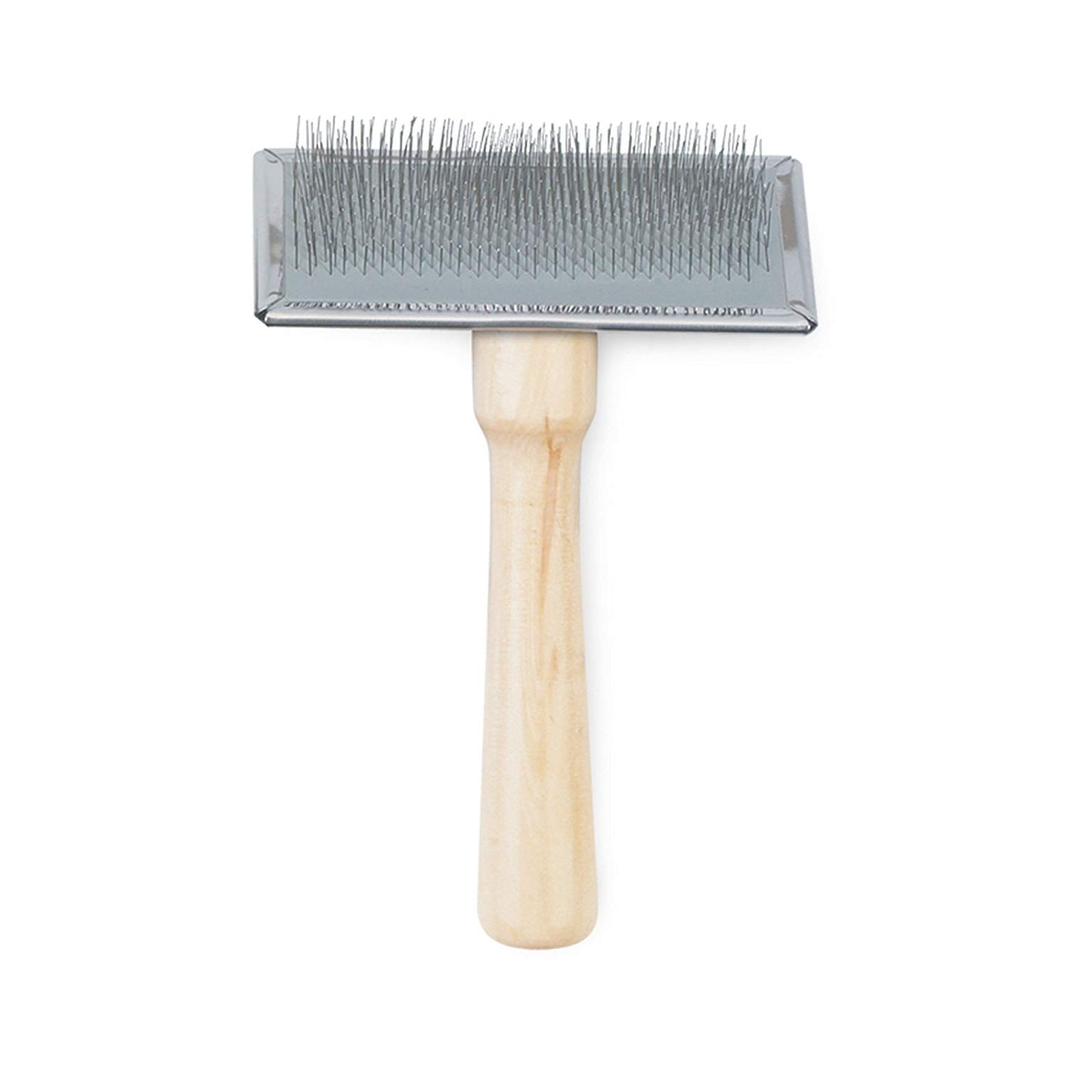 Ancol Heritage Wood Handle Soft Slicker Brush Medium, Light Brown, Silver - Image 2