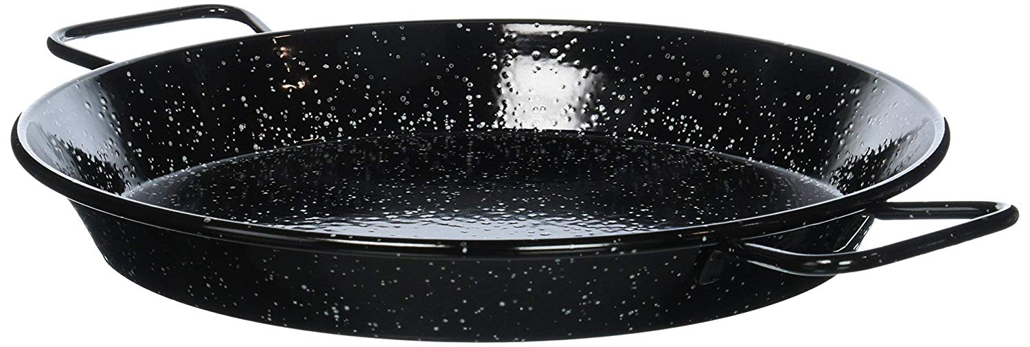 La Ideal 20232 Enamelled Steel Paella Pan, 32 cm, Black, 30 x 32 x 30 cm