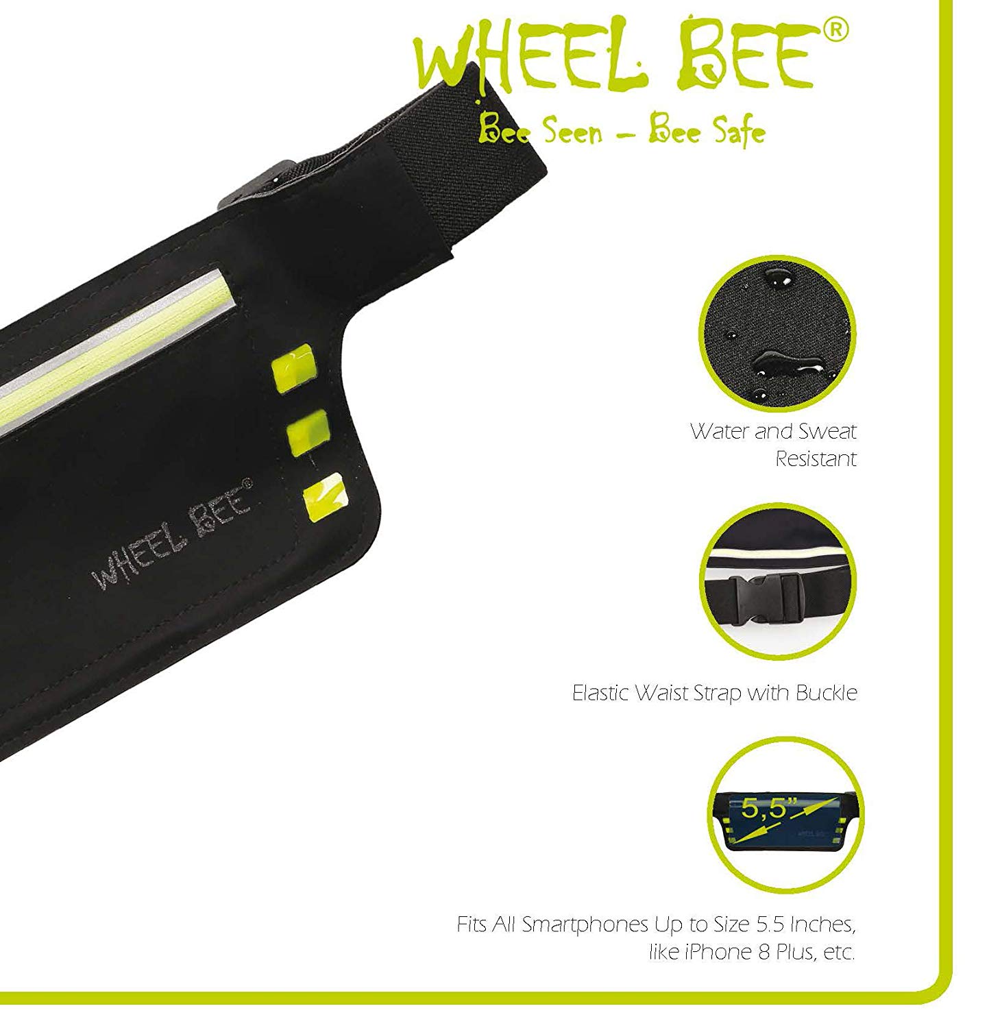 Schildkröt Fun Sports Wheel-Bee Sacoche, Banane De Sport Led Night Runner, Sacoche Avec Lumières Intégrées, 950016 Key Case - Image 3