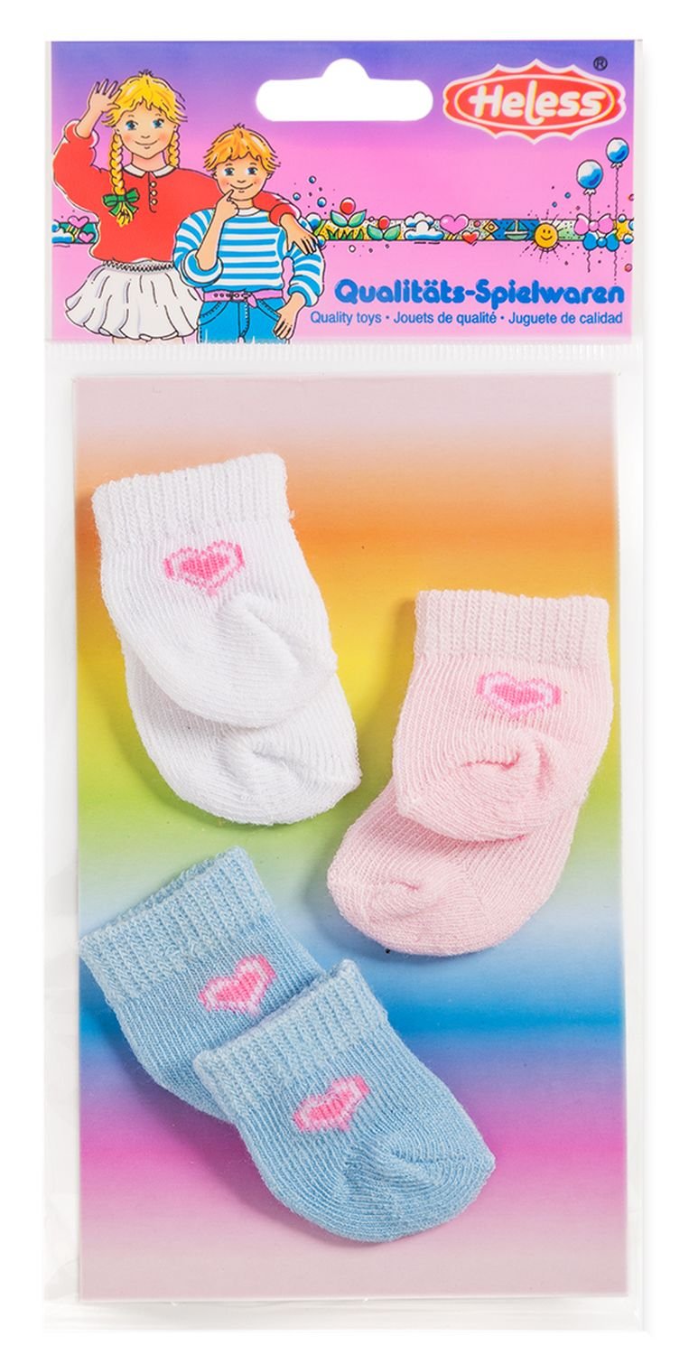 Heless 773Heless Socks for Small Doll (3 Pair), Pink, White