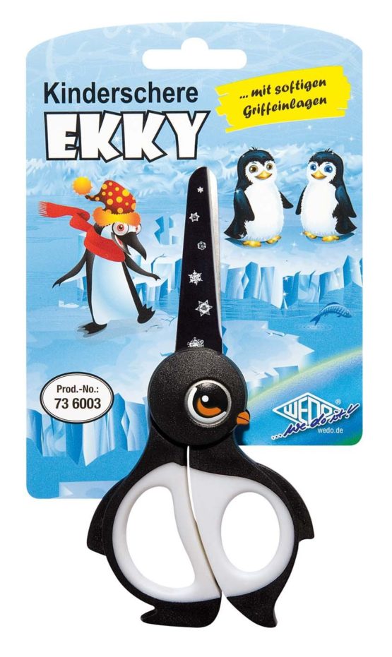 Wedo 736003 Children's Scissors Craft Scissors Stainless Steel Blunt Tips Soft Griffeinlagen Ekky, 13 cm, Black/White - Image 2