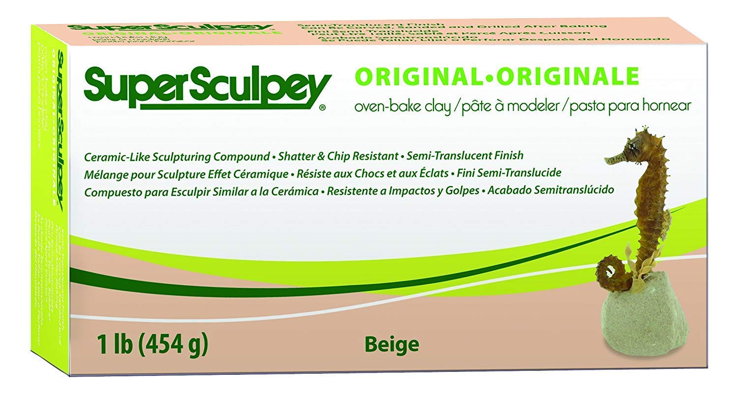 Super Sculpey Polymer Clay - 1 lb/454 g, Beige (Pack of 1)
