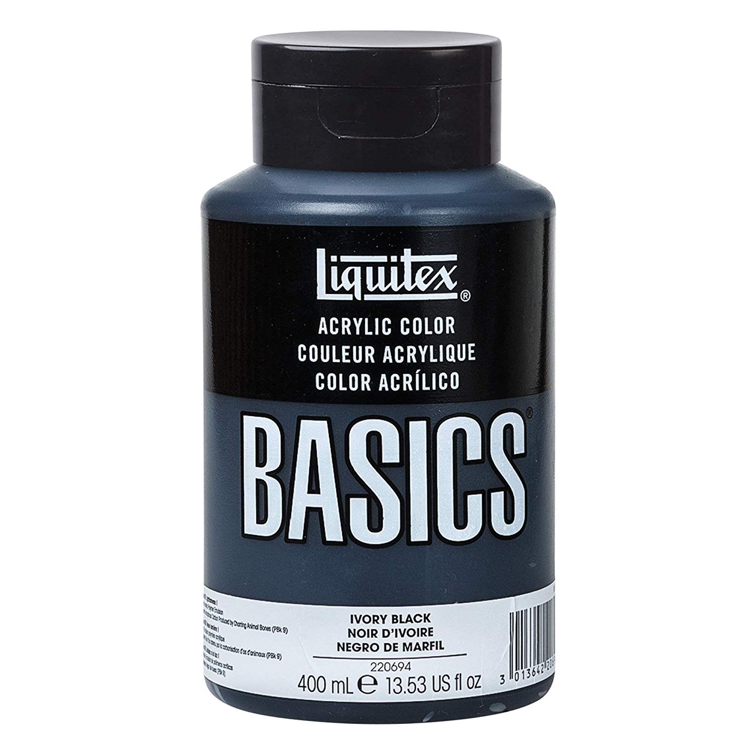 Liquitex Basics Acrylic Colour 118 ml, Acrylic, Elfenbeinschwarz, Acrylfarbe - 400ml Tube, 400 ml (Pack of 1)