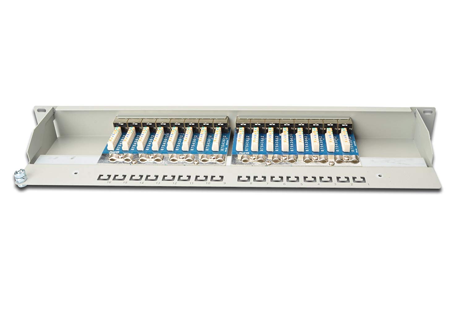 Digitus Assmann patch panel, shielded grey 16-Port – BigaMart