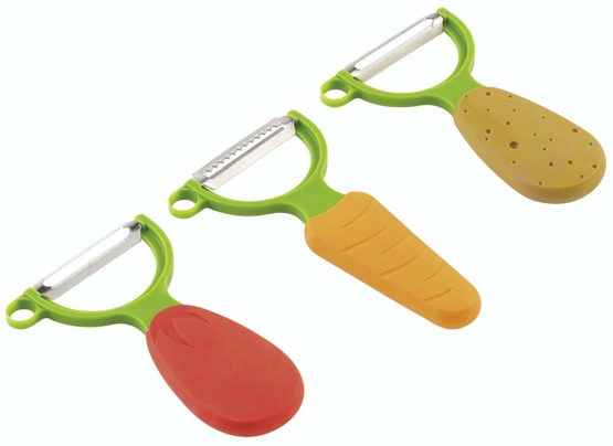 Kuhn Rikon 20403 3-Piece Veggie Peeler Set, Potato / Carrot / Tomato , 13.2 x 7.2 x 1.3 cm