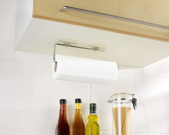 WENKO Static-Loc Kitchen roll Holder-Fixing Without Drilling, Chrome plated metal, Silver Shiny, 30 x 8.5 x 0.1 cm - Image 3