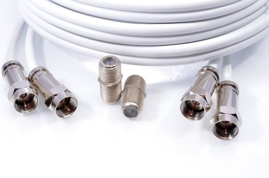 25m White Twin Satellite Shotgun Cable Extension Kit With Premium Grade Fitted Compression F-connectors As Used By The Professionals For Sky+ , HD , Freesat Allows You To Relocate Your Existing Box , Kit Consists Of 25m Sky Double Coax , 50 x Cable Clips , 4 x Connected Compression F-connectors , 2 x F-connector Couplers - Image 4
