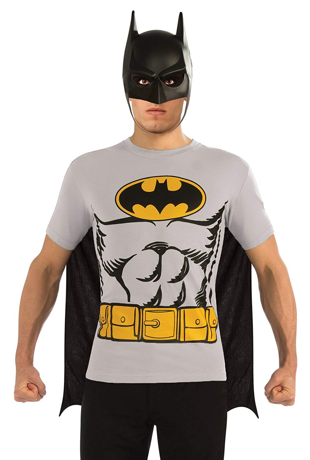 Rubies Official DC Comic Batman T-Shirt Set, Adult Costume Instant Kit, T-shirt, Mask & Cape, Mens Size Large Halloween