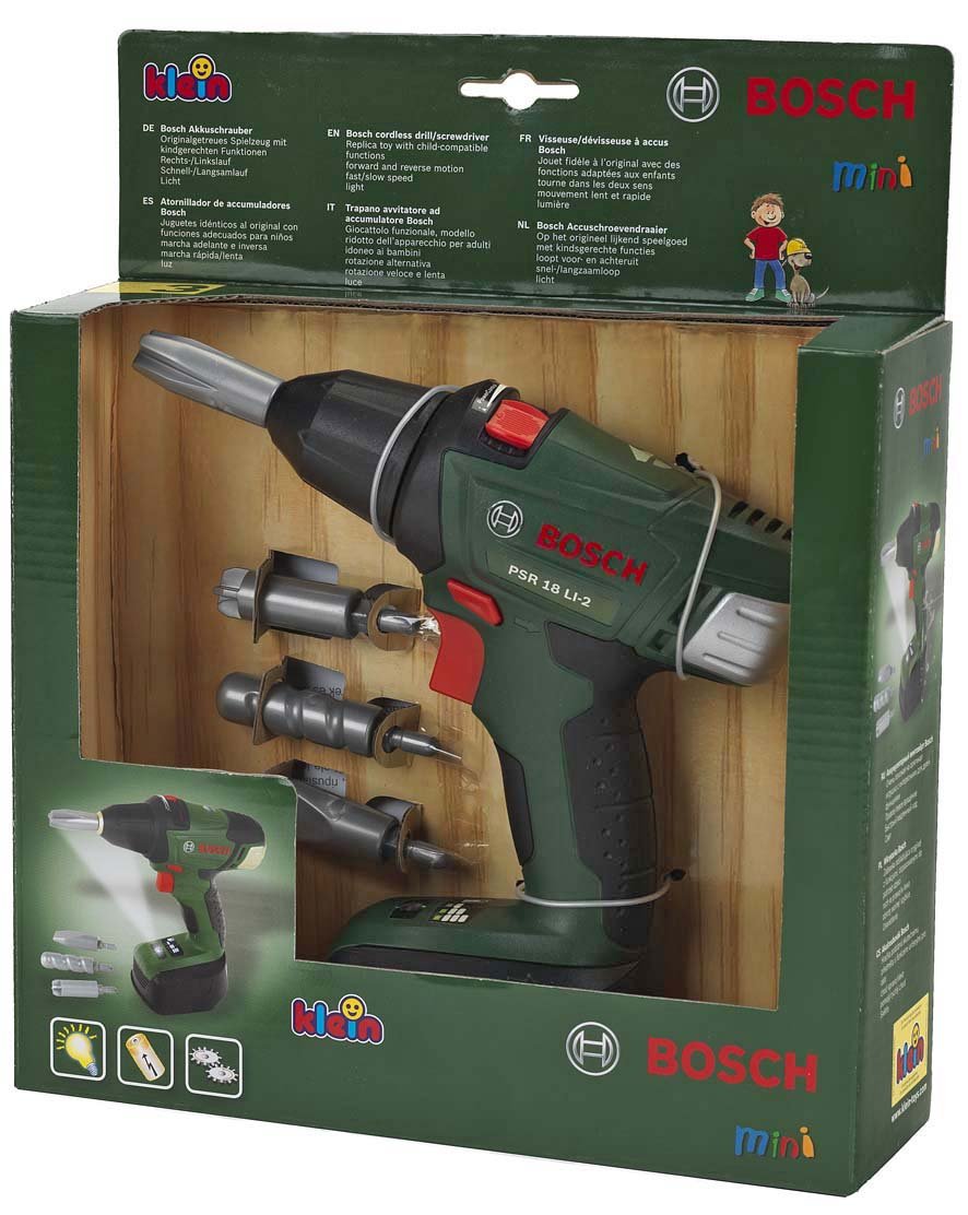 Theo Klein 8567 Bosch Cordless Screwdriver I Battery-Powered Drill/Screwdriver with Rotating and Interchangeable Bits I Light and Sound I Dimensions: 20 cm x 6.5 cm x 19 cm Multi - Image 2