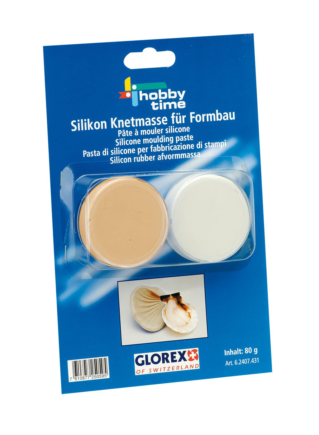 Glorex 6 2407 431 Silicone Modelling Clay 2 Components - 2 x 40g, multicoloured, 22 x 15 x 2,2 cm