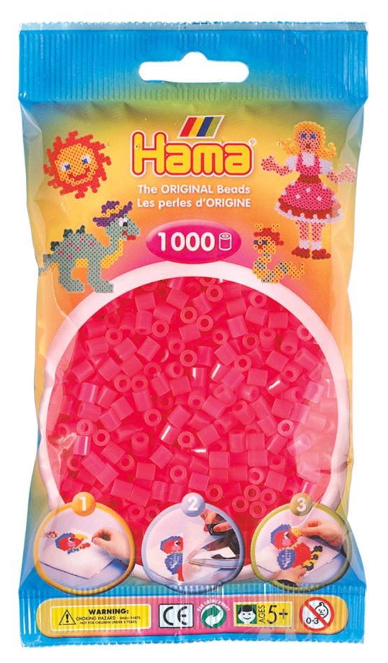 Hama Beads - Neon Pink (1000 Midi Beads)