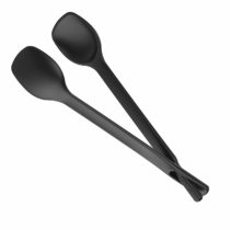 Fiskars Salad Tongs, Can Be Used as Spoons or Together as Tongs, Length: 29 cm, Synthetic Material, Functional Form, Black, 1014434