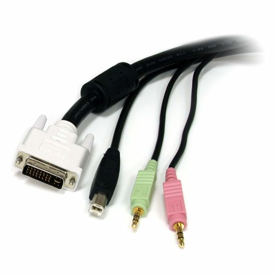 StarTech 6 ft 4-in-1 USB DVI KVM Cable with Audio and Microphone - DVI KVM Cable - USB KVM Cable - KVM Switch Cable (USBDVI4N1A6) - Image 3