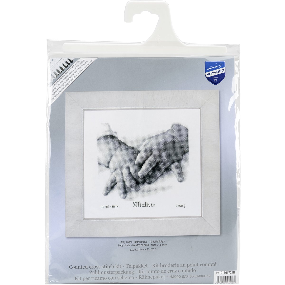 Vervaco 1-Piece Baby Hands, Black and White