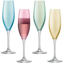 LSA PZ04 Polka Champagne Flute 225 ml Pastel Assorted x 4