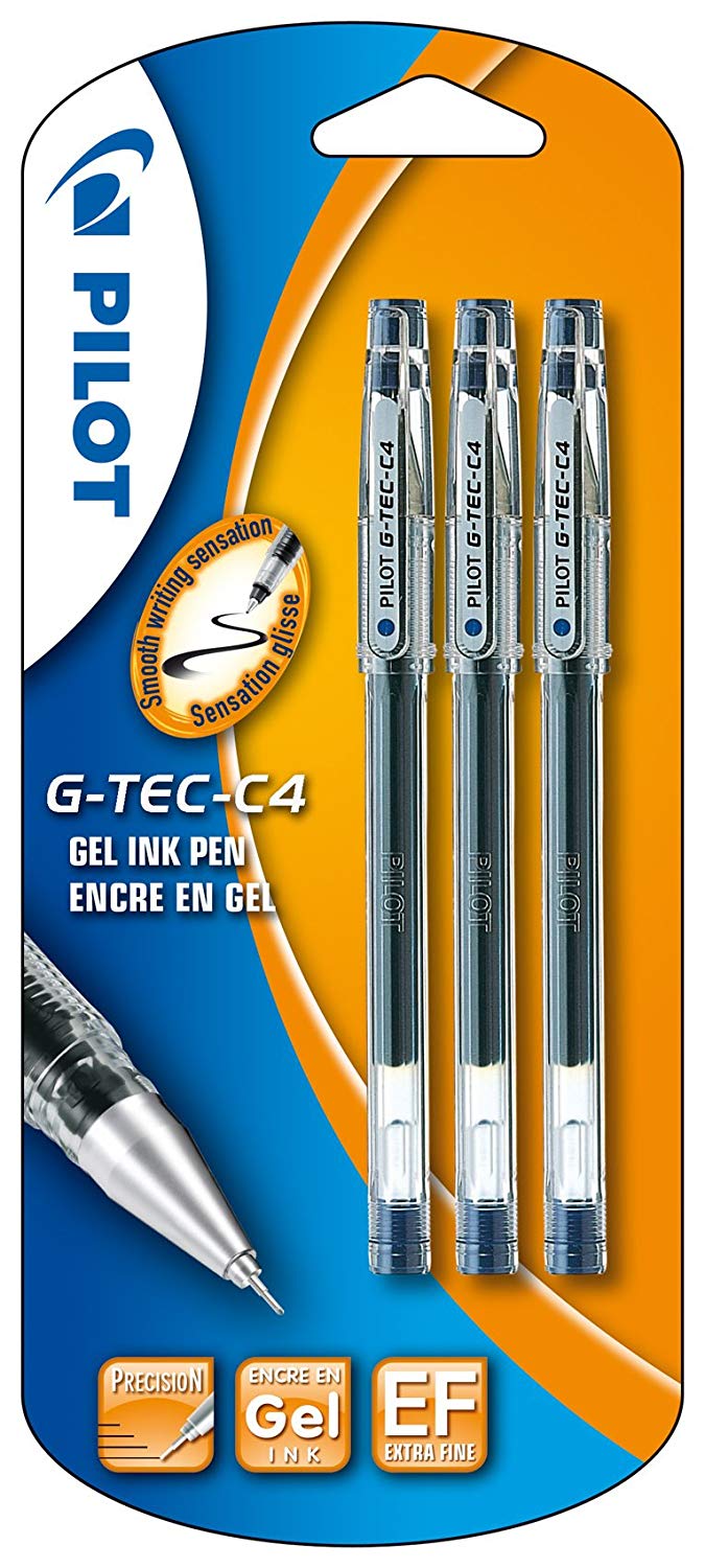 Pilot G - Tec C4 Gel Microtip Rollerball Pen, 0.4 mm Tip - Black, Pack of 3, 1 count (Pack of 3) - Image 3