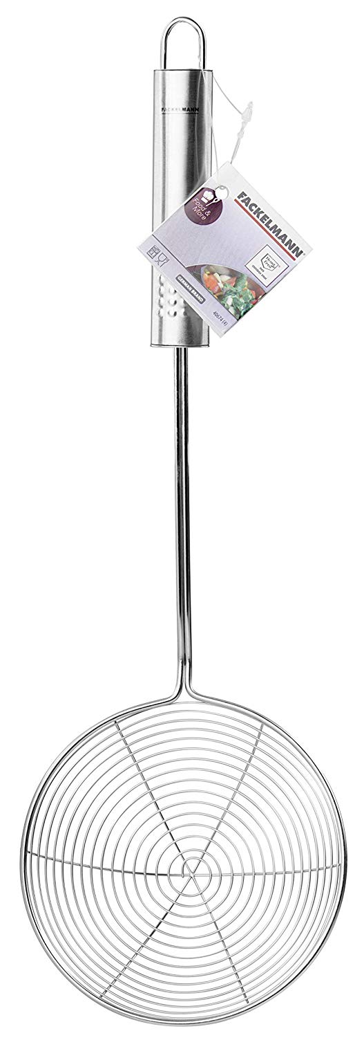 Fackelmann OPAL Skimmer, Straining Spoon, Frying Strainer, Fine Mesh, Medium Spider Ladle Stainless Steel, 37.5x12x5.5cm, Silver - Image 3