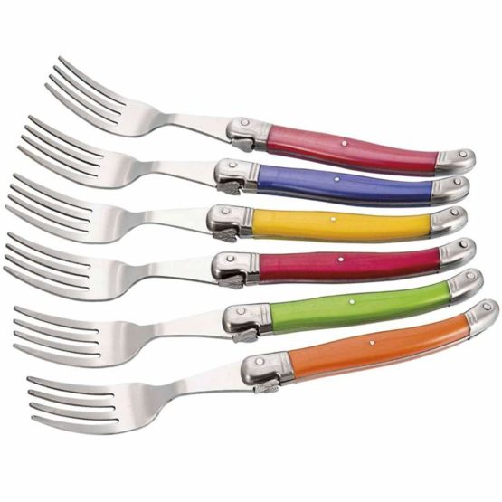 LAGUIOLE I7210P6NT Set of 6 Dinner Forks in Pastel Colours BigaMart