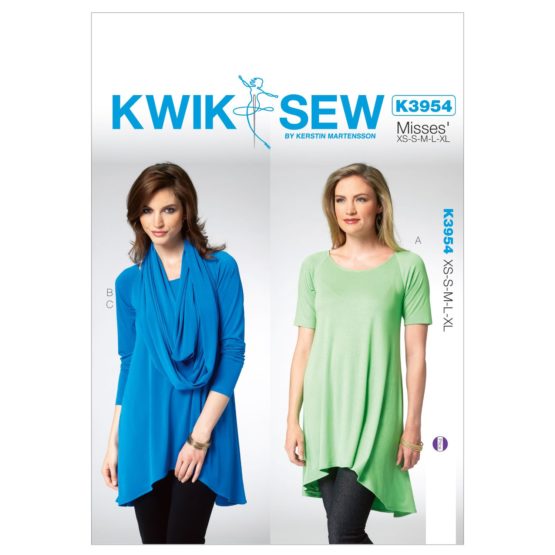 KWIK - SEW PATTERNS K3954 All Sizes Misses' Tunic, Pack of 1, White