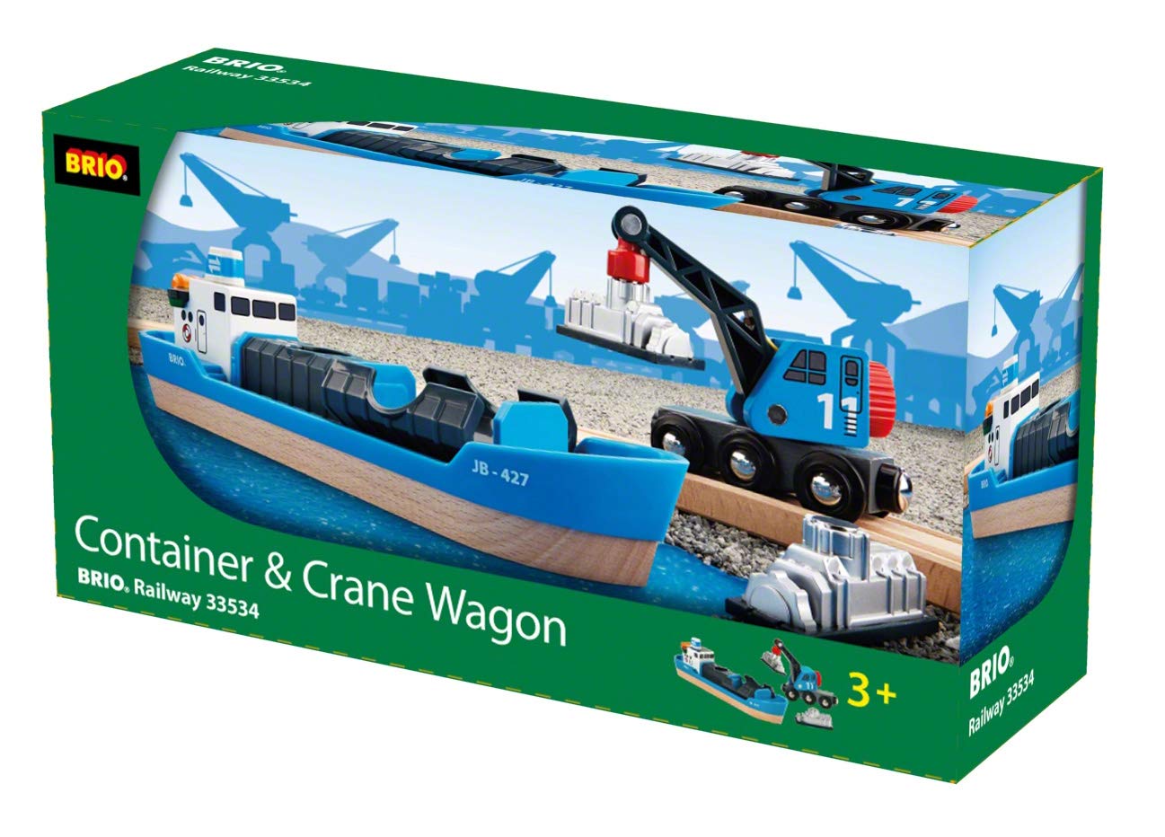 BRIO World Harbour Freight Ship Boat and Crane for Kids Age 3 Years Up - Wooden Railway Accessories & Add Ons - Image 3