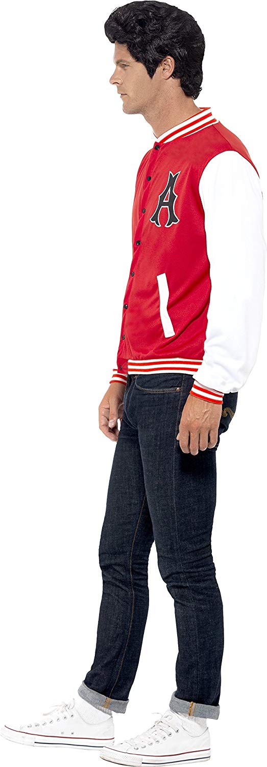 Smiffys 50s College Jock Letterman Jacket, Red, 1950's Rock'n'Rolla Fancy Dress, 1950s Dress Up Costumes Halloween - Image 4