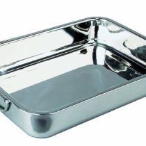 IBILI Roasting pan with Folding Handles 25x19x5,5 cm of Stainless Steel, Silver, 25 x 19 x 5.5 cm