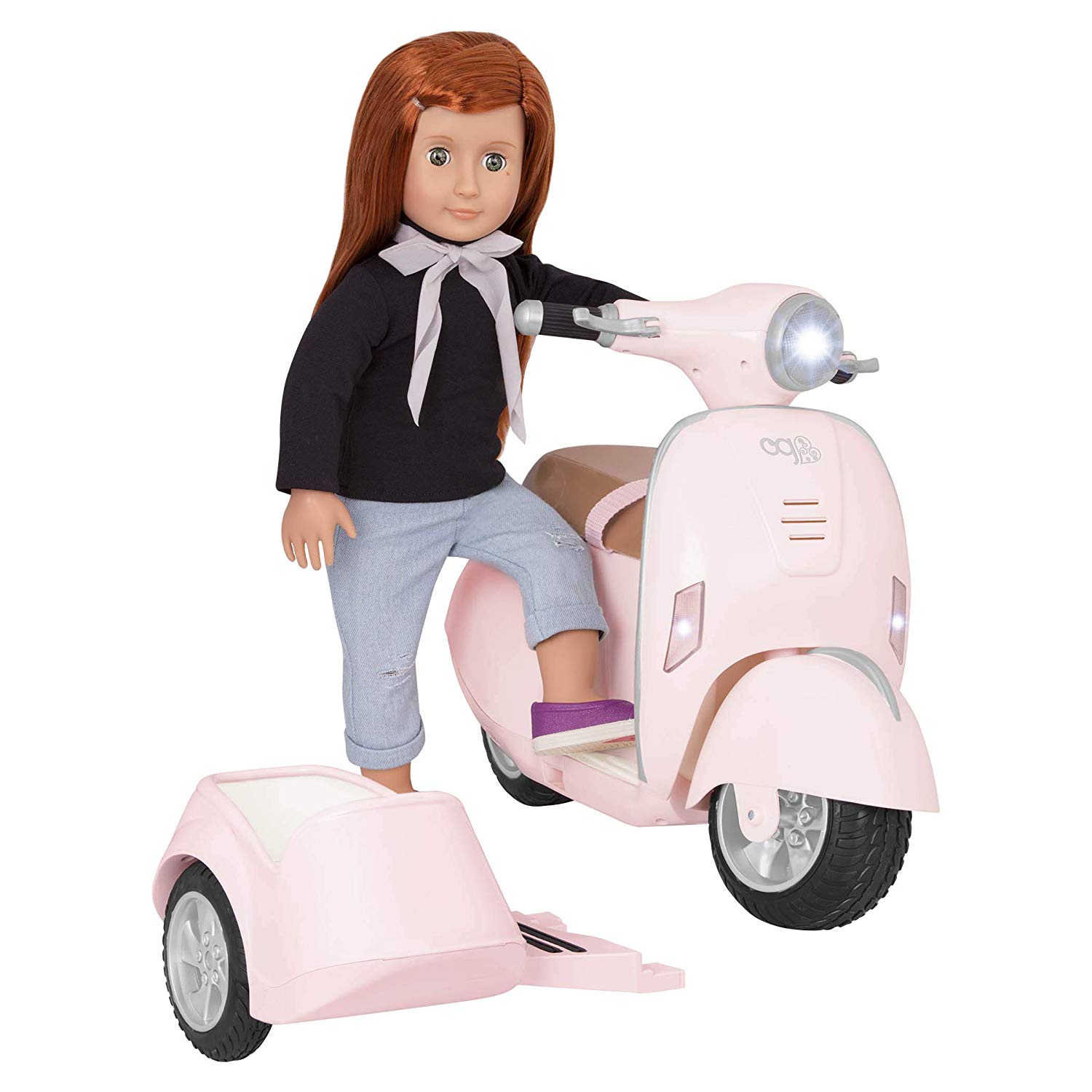 Our Generation - OG Ride Along Scooter - Vehicle Playset - Helmet & Sidecar - 18-Inch Doll Accessories - Image 3