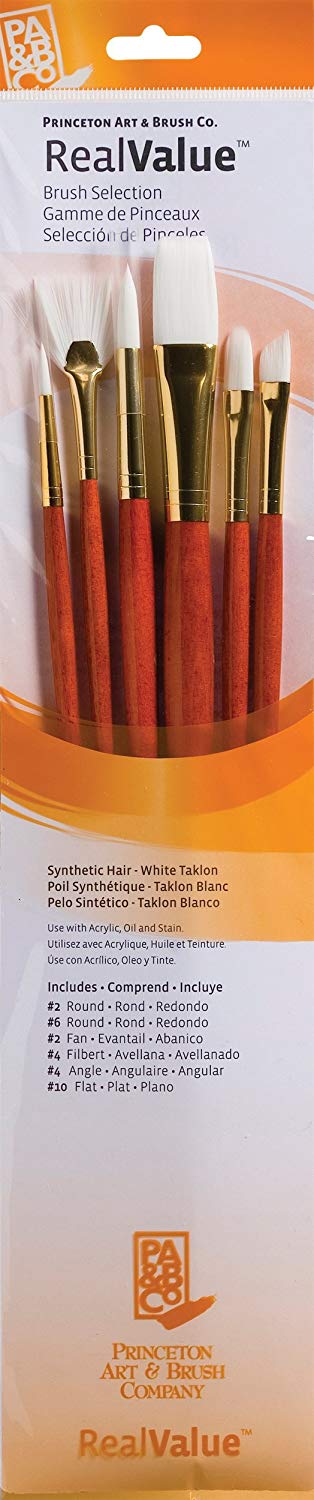 PRINCETON ARTIST BRUSH CO. Princeton Art & Brush Synthetic White Taklon Real Value Brush Set-6 kg