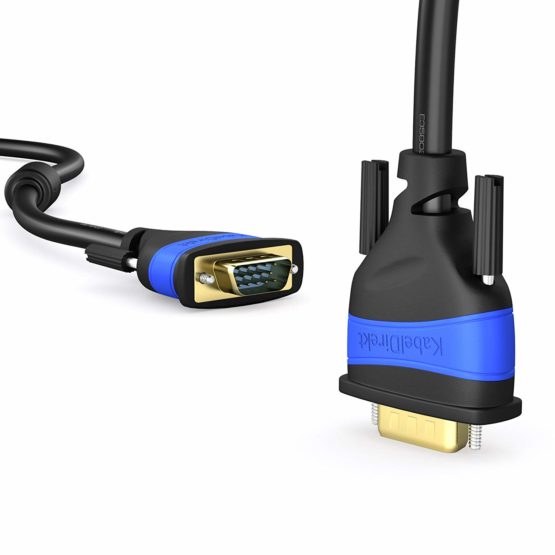 KabelDirekt – 2m – VGA cable (15 pin, Full HD/1080p, 3D ready, VGA male to VGA male connectors, connects PCs to monitors/CRT displays/TVs, gold-plated connectors, black) - Image 4
