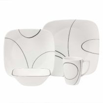 Corelle Simple Lines Square 16pc Dinner Set