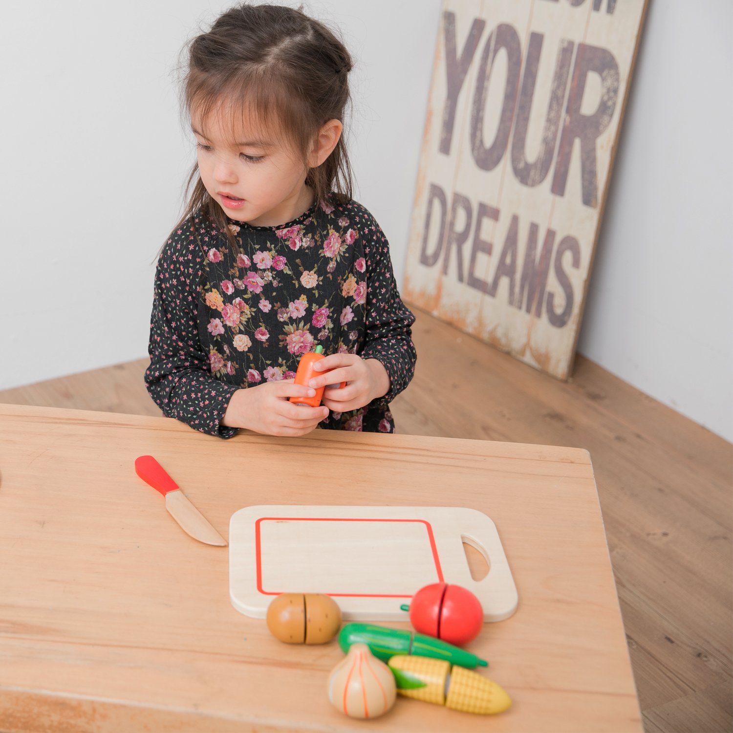 New Classic Toys 10577 Wooden Pretend Play Toy for Kids Multi Color, Vegetables Board, Beige - Image 3