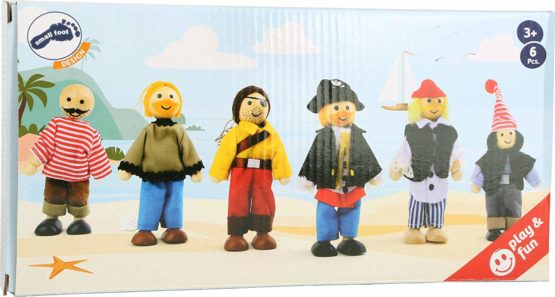 small foot 1955 pirate minidolls in set of 6, made of wood, pirate dolls with movable limbs, from 3 years - Image 4