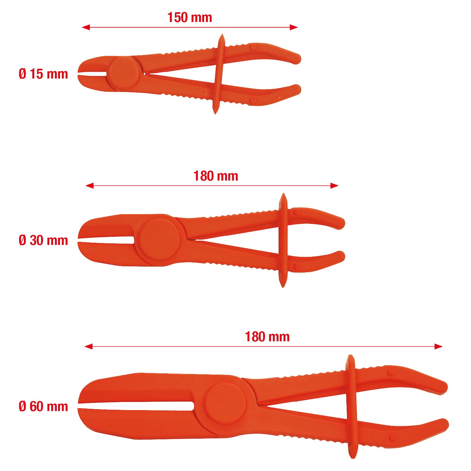 KS Tools 115.5050 Hose Clamp Gripper Set (3 Pieces), Red - Image 2