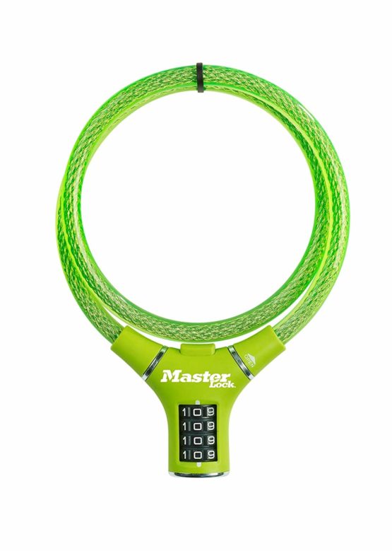 Master Lock Bike Cable Lock [Combination] [90 cm Cable] [Outdoor] [Green] 8229EURDPROGRN - Ideal for Bike, Electric Bike, Skateboards, Strollers, Lawnmowers and other Outdoor Equipments