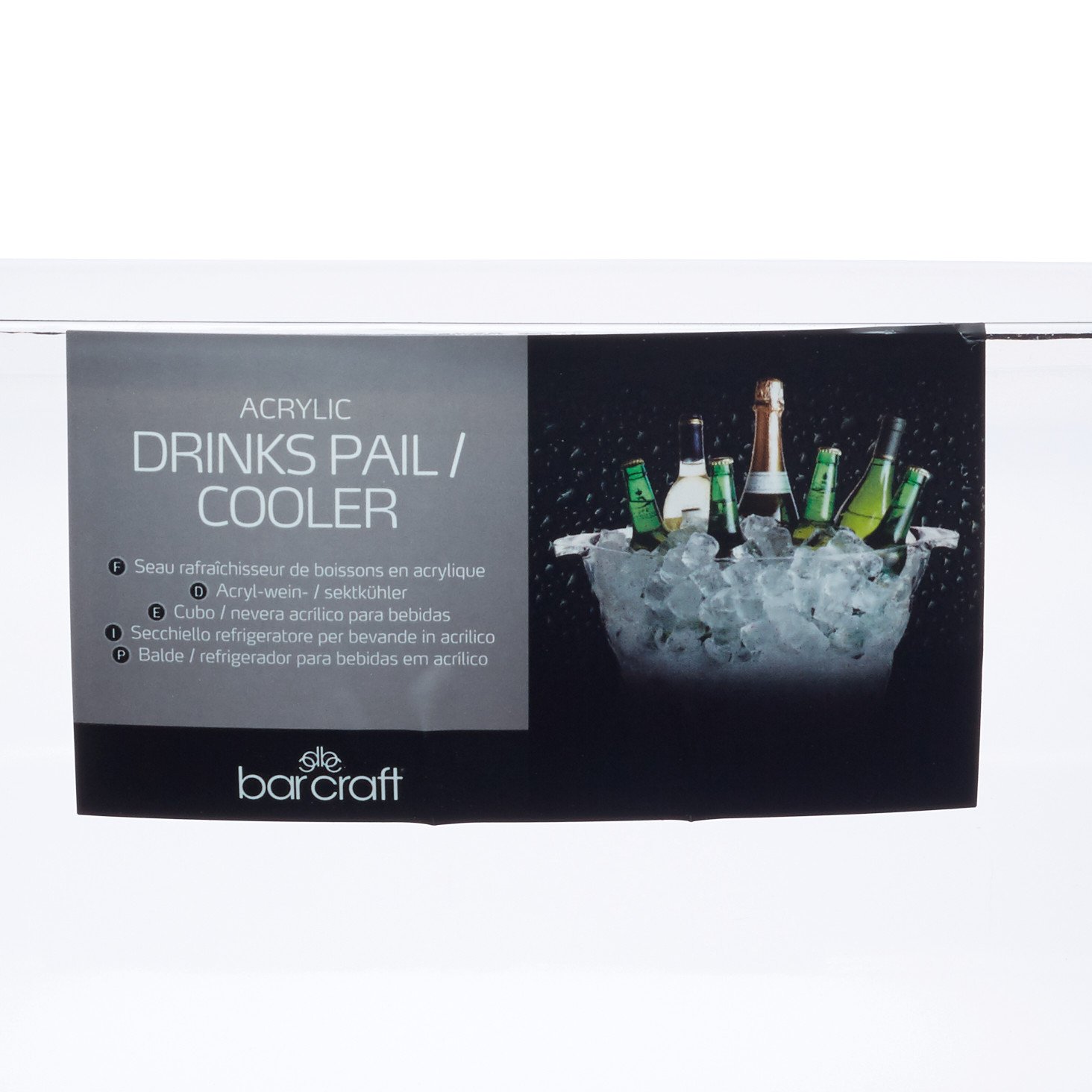 BarCraft Clear Acrylic Large Oval Drinks Bucket / Cooler, Beer, Drinks and Wine Cooler, 10 Litres, Transparent - Image 4