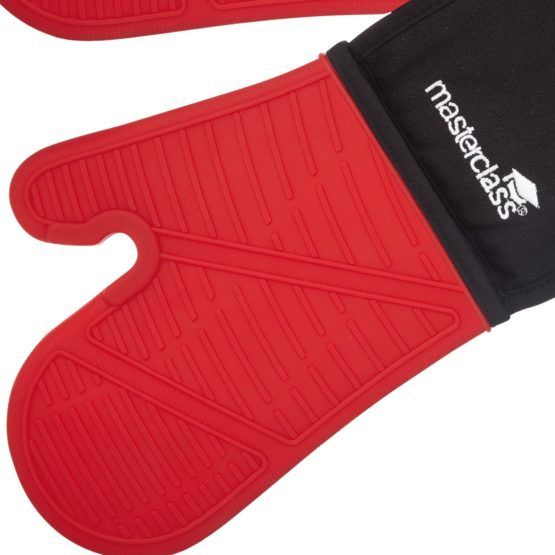 MasterClass MCDBSILGLOVE Double Oven Glove, Silicone/Cotton, Black/Red, Double - Image 4