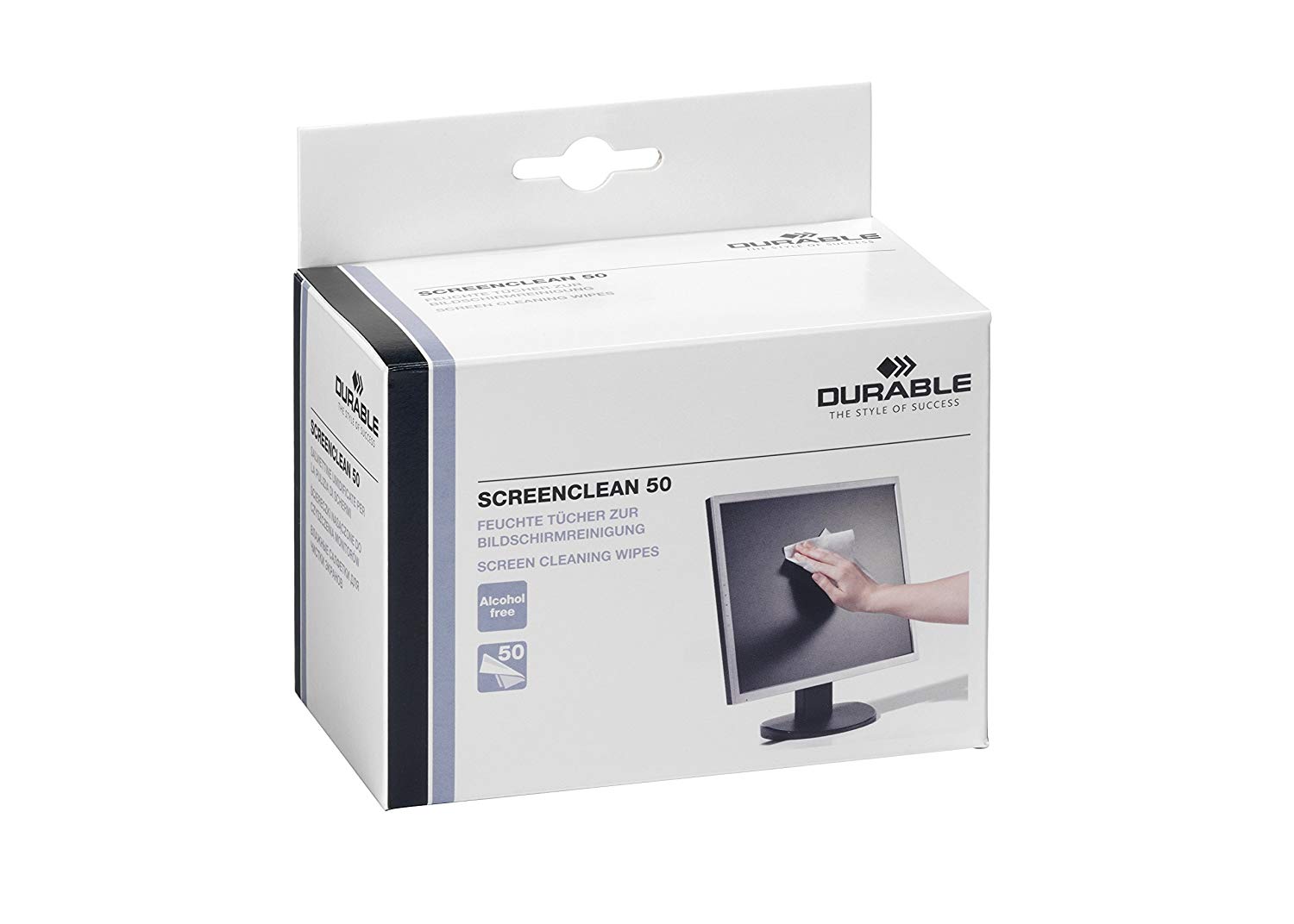 Durable SCREENCLEAN Biodegradable Screen Cleaning Wipes, for Phones Laptops, TVs, iPads and Computers, 50 Sachets