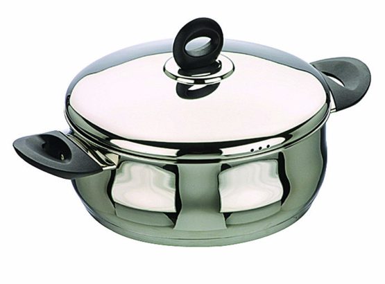 IBILI "Bali Belly Shape Casserole with Lid, Silver/Black, 28 cm, 2-Piece