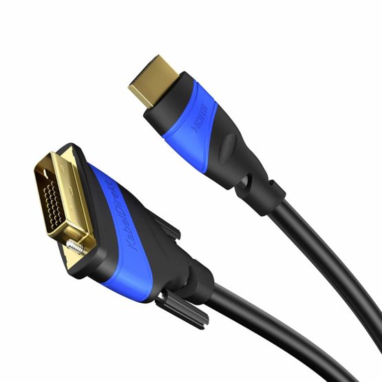 KabelDirekt – HDMI-DVI adapter cable – 5m (bi-directional, DVI-D 24+1/High Speed HDMI cable, 1080p/Full HD, digital video cable, connect HDMI devices to DVI monitors or vice-versa, black)