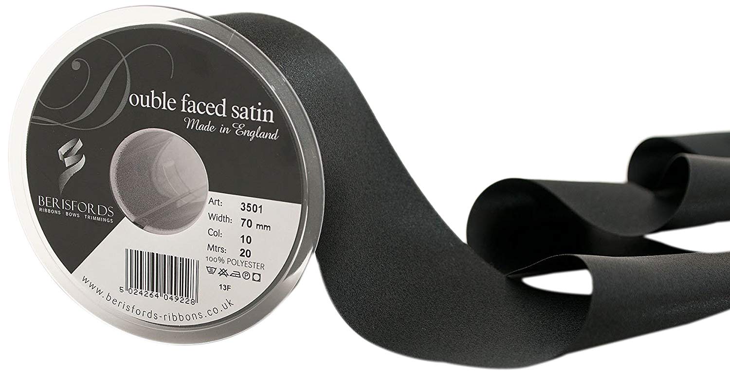 Berisfords 70 mm Black Double-Faced Satin Ribbon