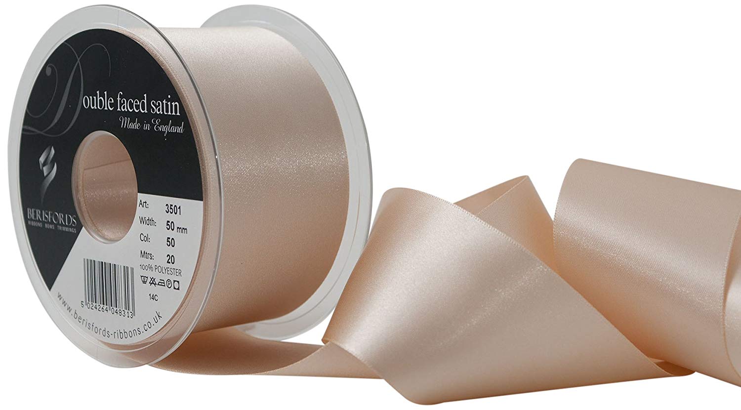 Berisfords Ribbon, Cream, 50 mm, 3501-CRE-50