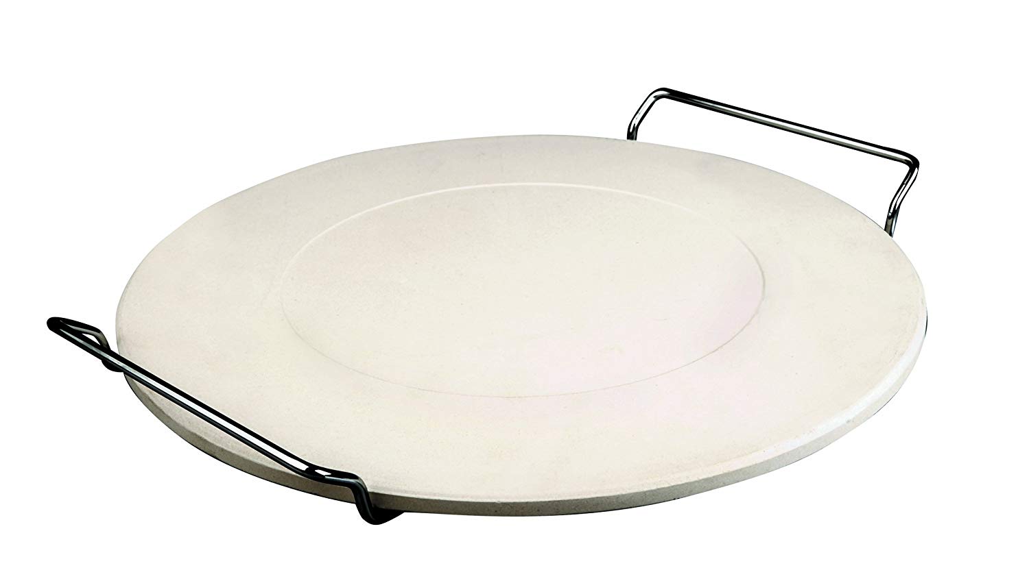 Ibili 778333 - Piedra para Pizza con soporte 33 cm, Silver/Beige, 33 x 33 x 4 cm