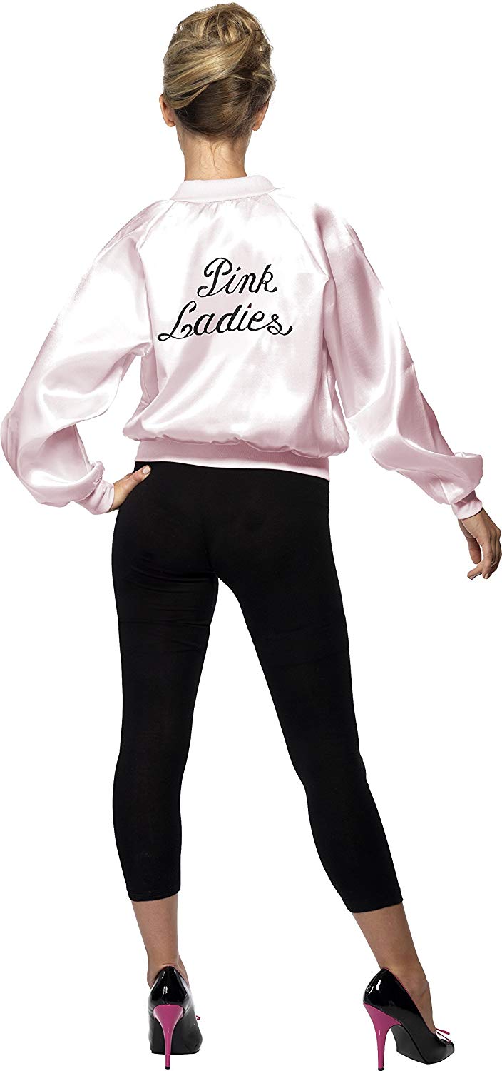 Smiffys Grease Pink Ladies Jacket for Women Pink Jacket with Embroidered Logo, Officially Licensed - Image 2