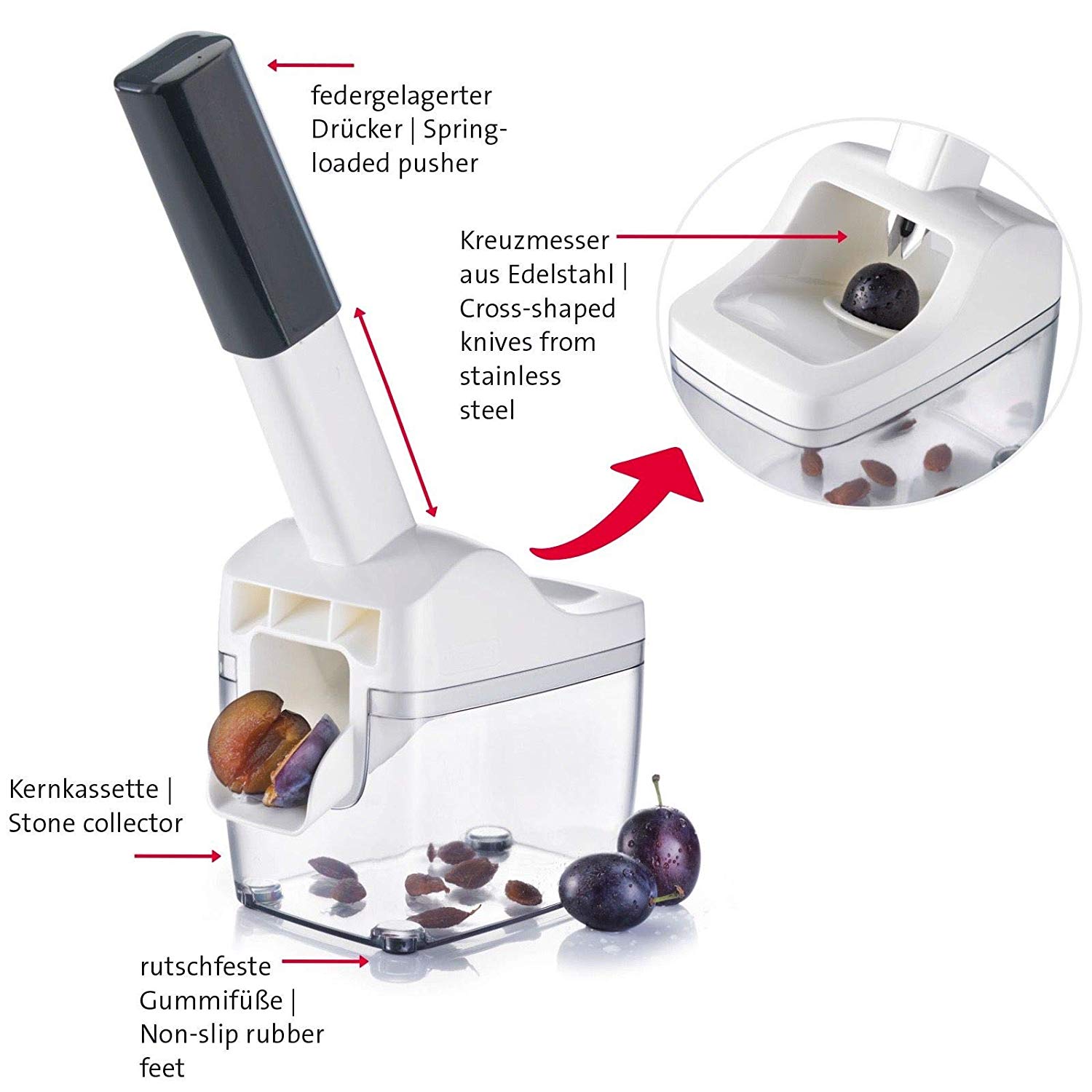 Westmark Plum Stoner with Collection Container, Height: 33.7 cm, Stainless Steel/Plastic, Steinfix, 40252260 - Image 3