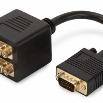 Digitus AK-310400-002-S 0.20m HD15 Male - 2x HD15 Female VGA Monitor Y Splitter Cable - Black
