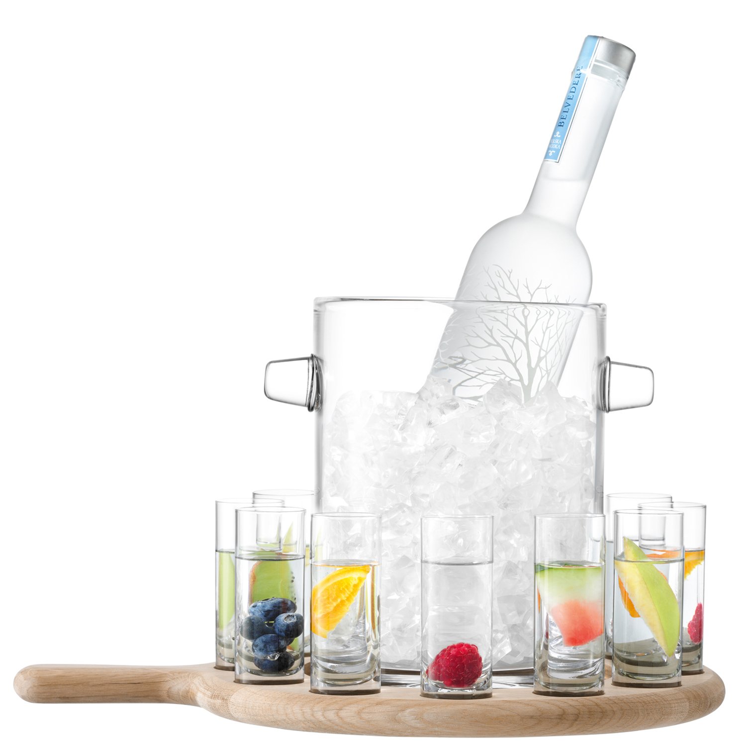 LSA International PX13 Paddle Vodka Serving Set & Oak Paddle L38.5cm Clear *, Oak, Clear, Vodka Serving Set & Oak Paddle L38.5cm, Clear