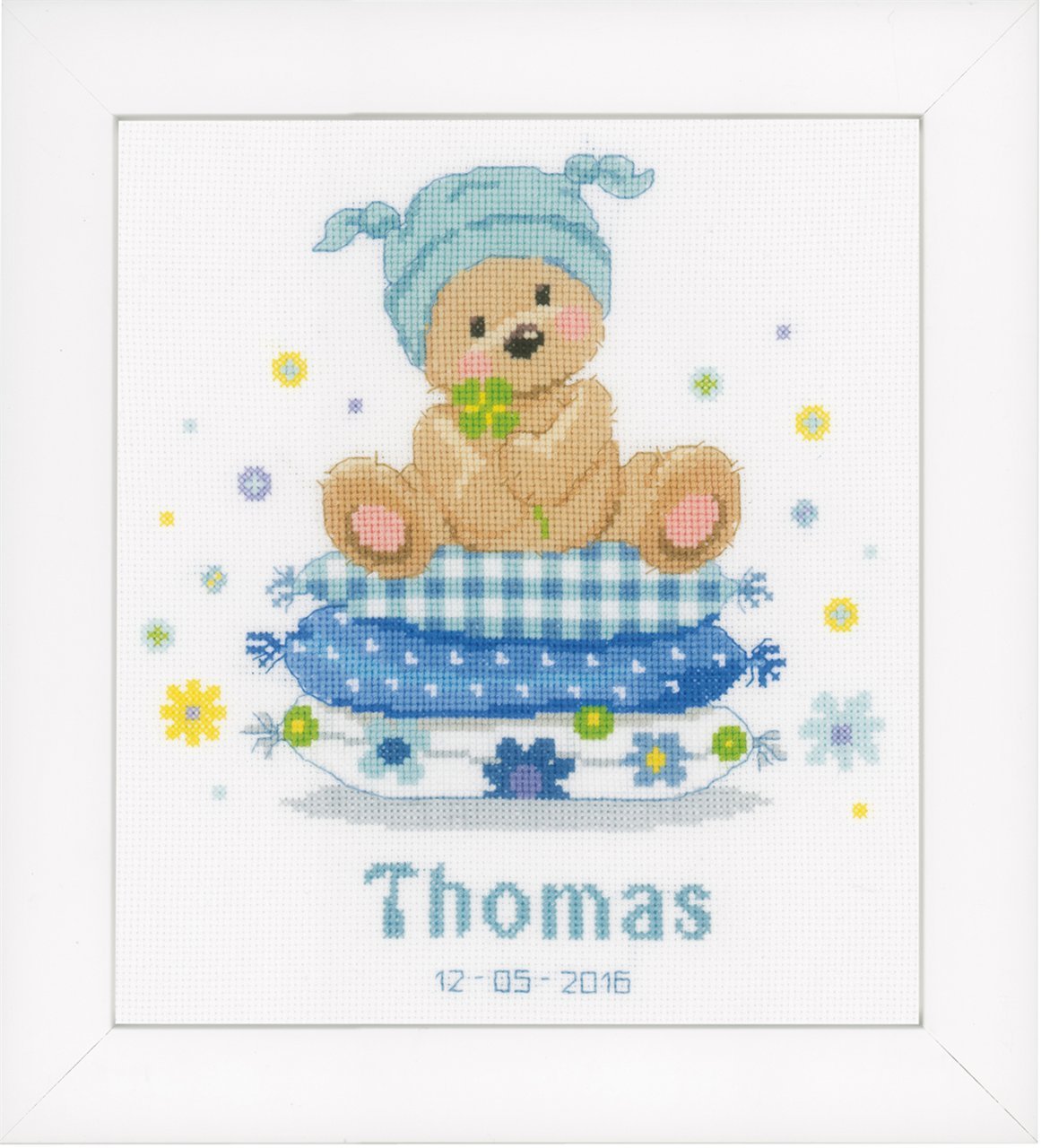 Vervaco Counted Cross Stitch: Birth Record: Bear On Pillow, COTTON NA, 22 x 24cm, N\a - Image 2